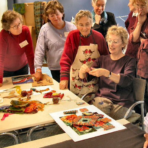 Sian demonstrating wrapping method to a workshop group